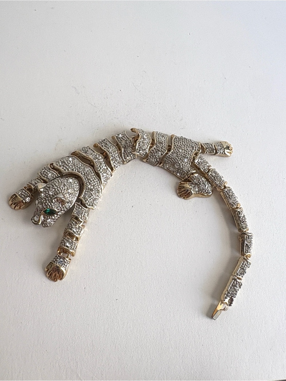 Gold Crystal Panther Wrap Bracelet Articulated Women Jewelry